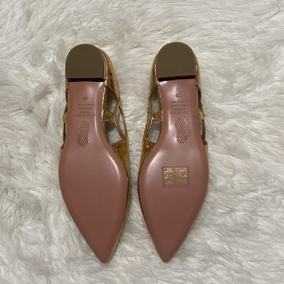 New Aquazurra Forever snake embossed pointed toe‎ flat size 38EU - Picture 9 of 12